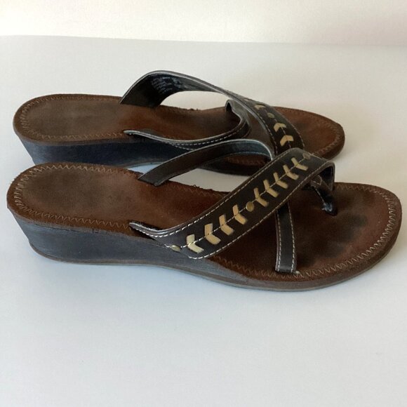 Airwalk Women's Brown Small Wedge Heel Slip-on Sandals Size 8 Open Toe - Picture 4 of 7